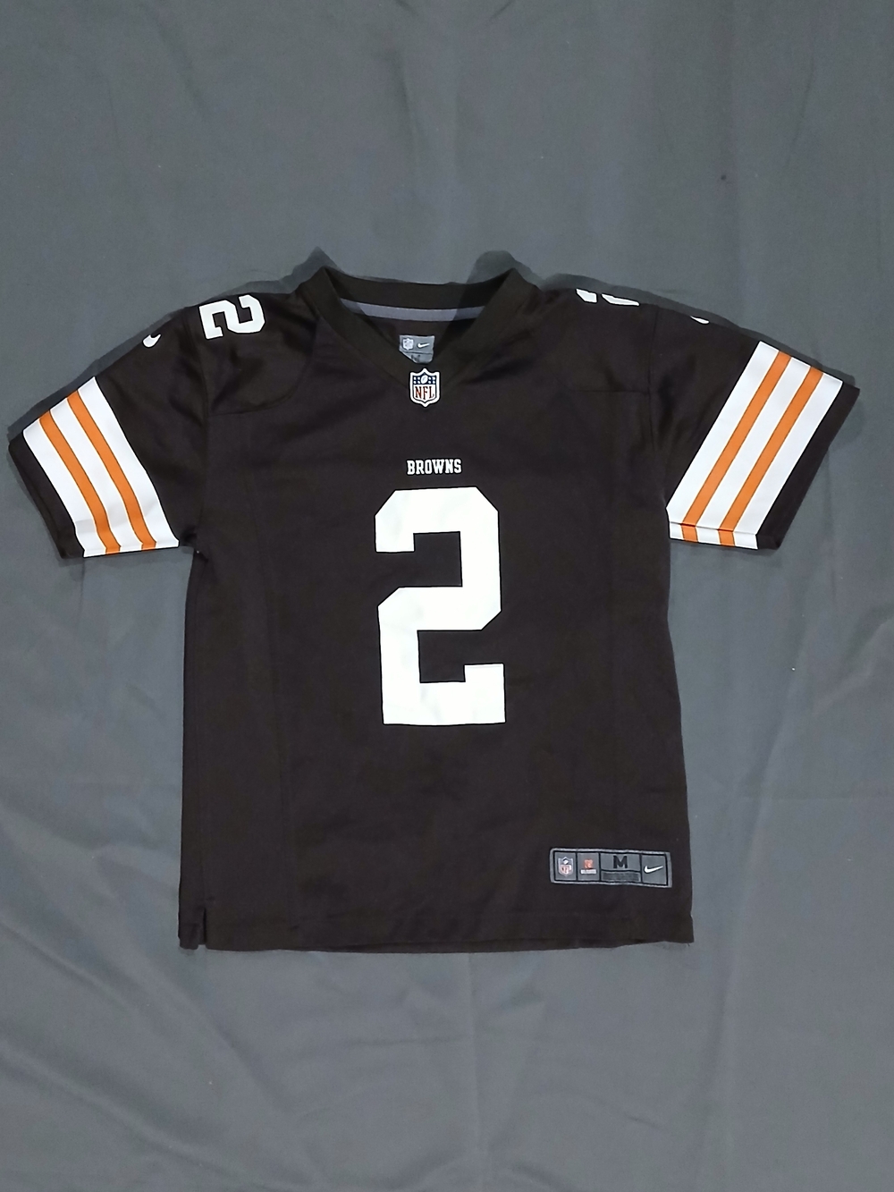 NFL Browns Kids #2 Jersey - Brown/White/Orange Sleeve Stripes
